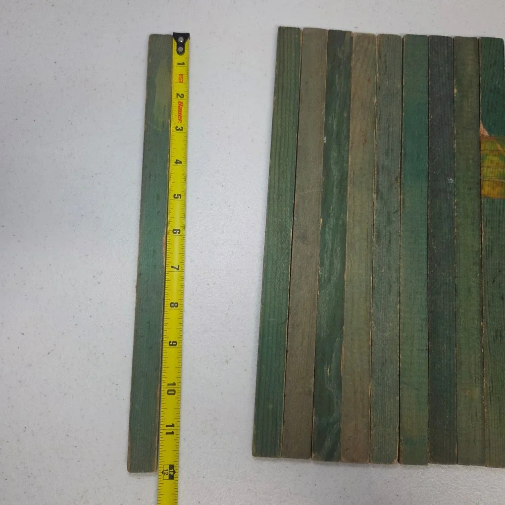 Vintage Lincoln Logs Green 12 Inch Wood Roof Slats Replacement Parts Set of 11